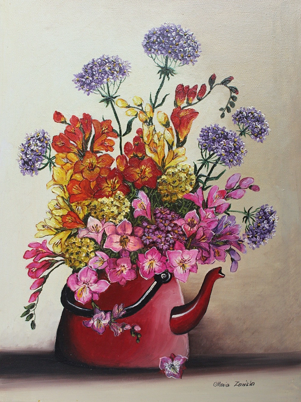 Flowers in a kettle painting