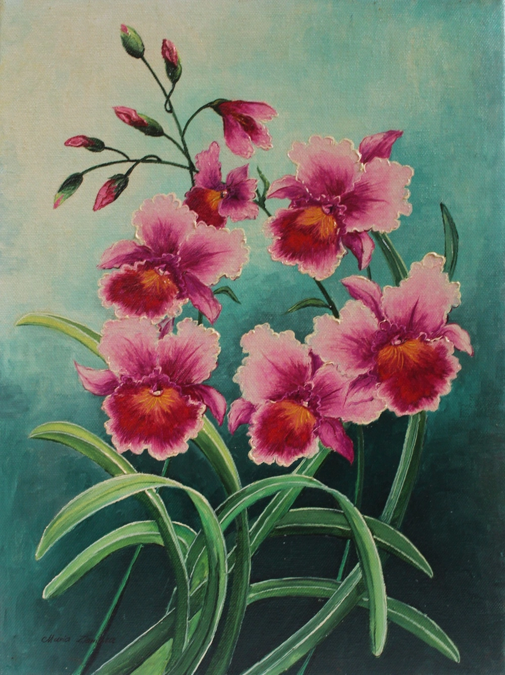 Pink orchid painting